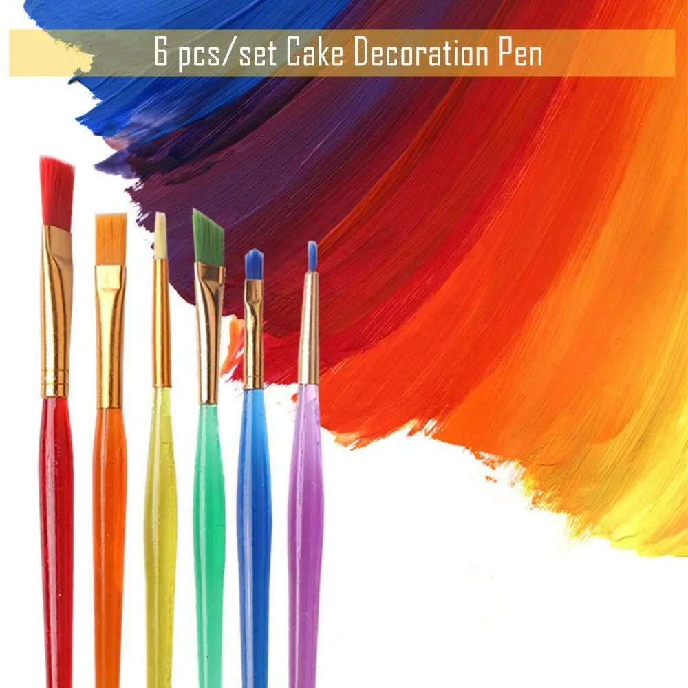 

6pcs/set DIY Dessert Fondant Cream Kitchen Accessories Cake Brush Cake Decorating Tools Painting Brush Pastry