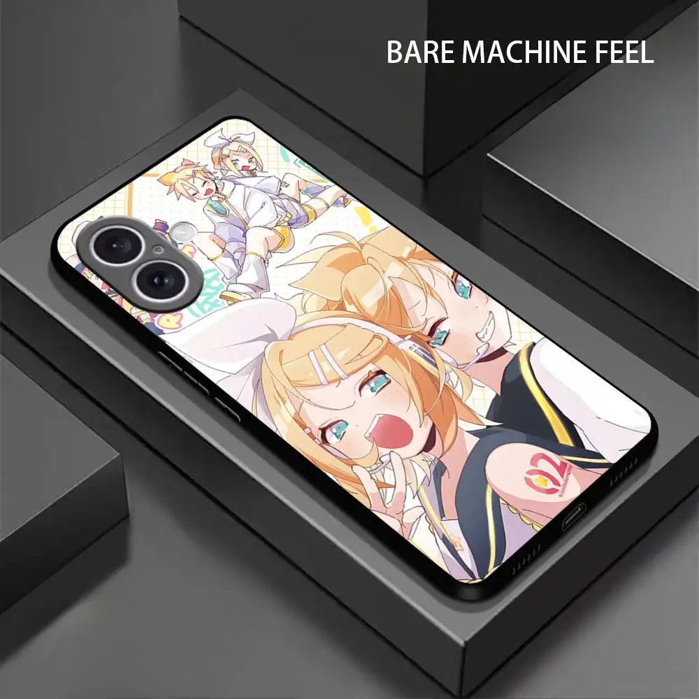 Kagamine Rin and Len Singer Phone Case For iPhone 16 15 14 13 12 11 X XR XS 8 Plus Mini Pro Max Soft black Shockproof Cover