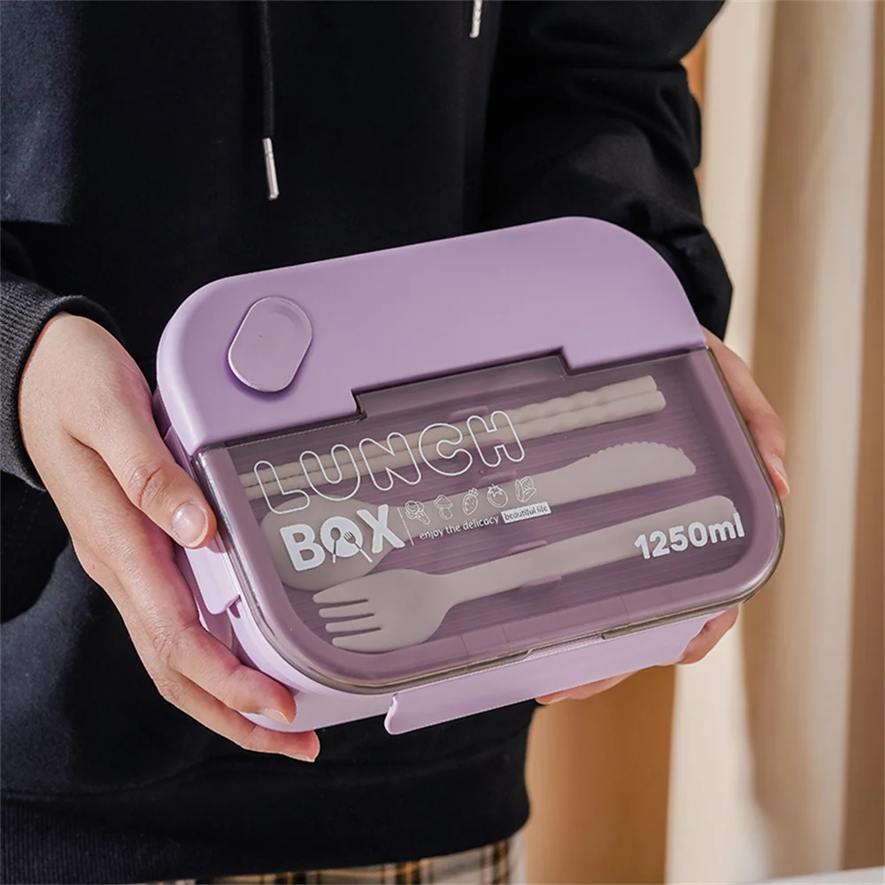 

Japanese style plastic microwave oven lunch box sealed adult student office workers with tableware lunch box minimalist