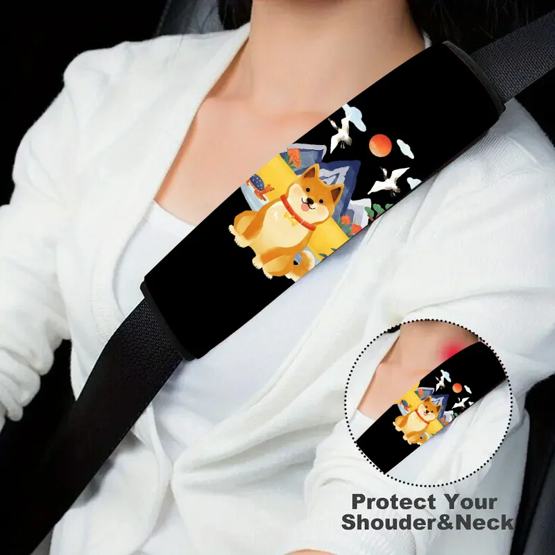 1pc Shiba Inu, Mountain, Crane & Turtle Car Seat Belt Cover, Japanese - Style, Seat Belt Padding Straps For All Vehicles, Seat B