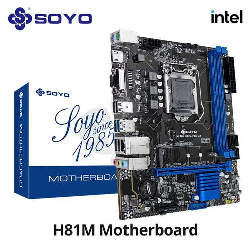 Imagen 1 del producto Placa base para juegos SOYO H81M de doble canal DDR3 M.2 NVME PCIEx16 interfaz HDMI VGA LGA 1150 compatible con CPU Intel Core de 4. a generación