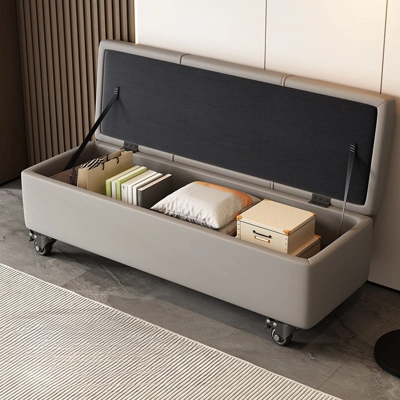 Multifunctional Outdoor Storage Stool with Wheels Wide Seat Ottoman Bench Heavy Duty Shoe Seat Home Office Outdoor Use Furniture