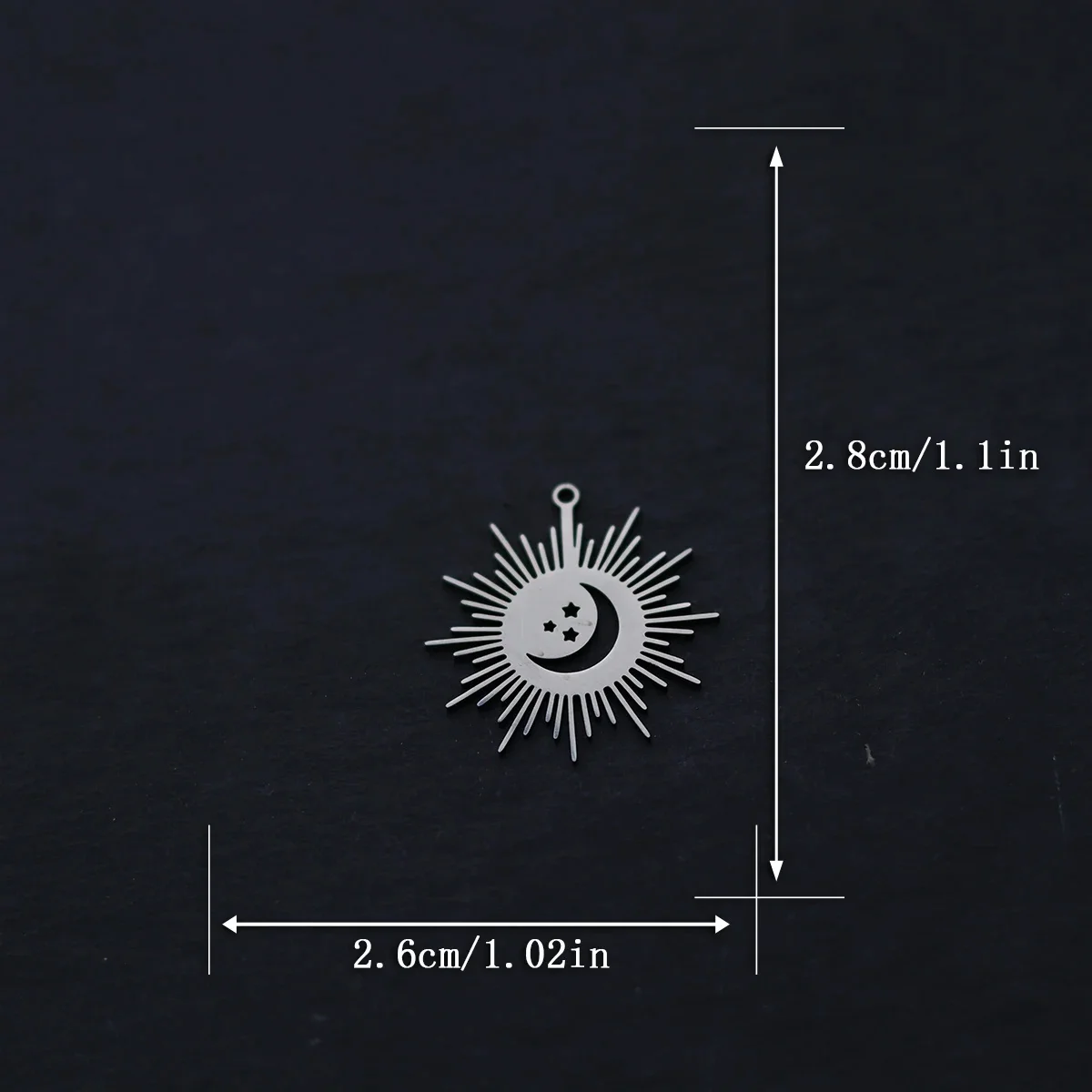 3pcs Sunburst Round Charms Stainless Steel Moon Star Celestial Pendant for DIY Jewelry Making Necklace Earrings Accessories