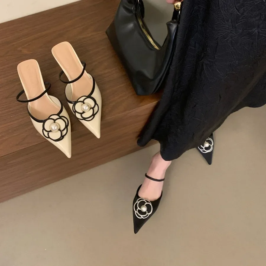 

Slippers 2024 New Summer Slim Heel Cool Slippers, Elegant And Distinctive, Headed French Women's Pointed Shoes