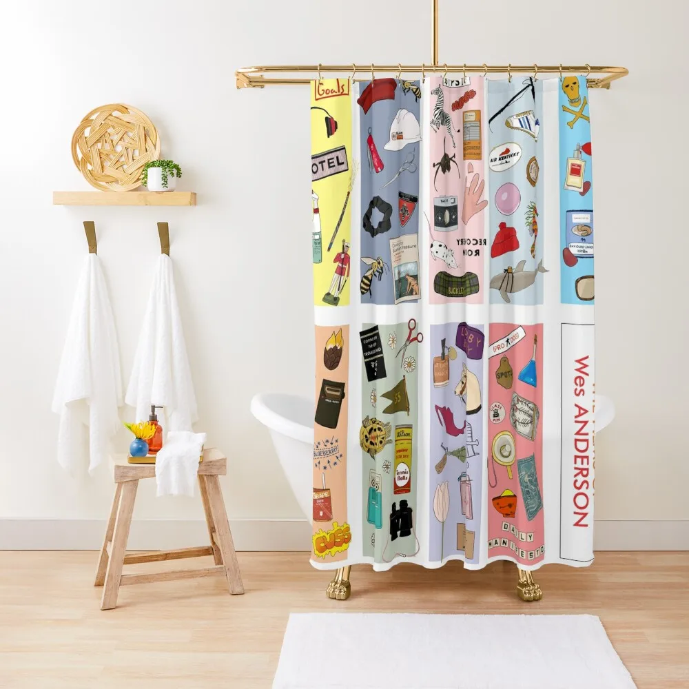 

The Films of Wes Anderson Shower Curtain Bathroom Showers Bathroom Decor Waterproof Fabric Shower Curtain
