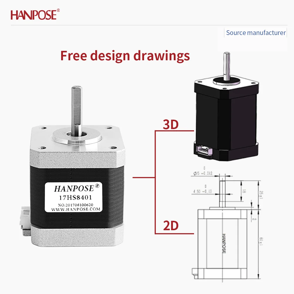 Precision Stepper Motor 3.24V 1.8A Two-Phase Four Wire NEMA17 17HS8401 Automation Equipment Robot Joint