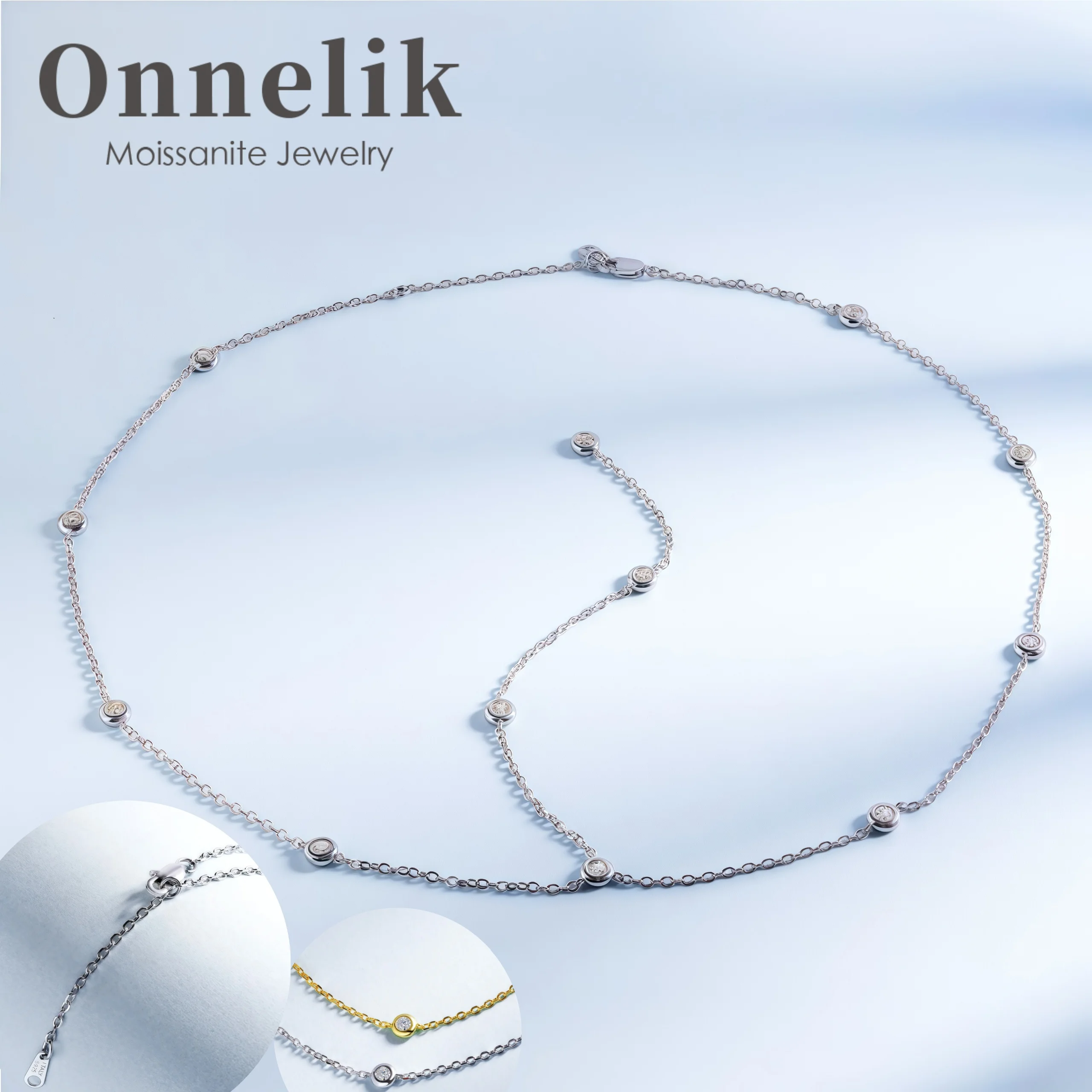 

Onnelik Y-образное ожерелье с муассанитом 0,1 карата, стерлинговое серебро S925, длинная цепочка, роскошный подарок на свадьбу для женщин, элегантные ювелирные изделия