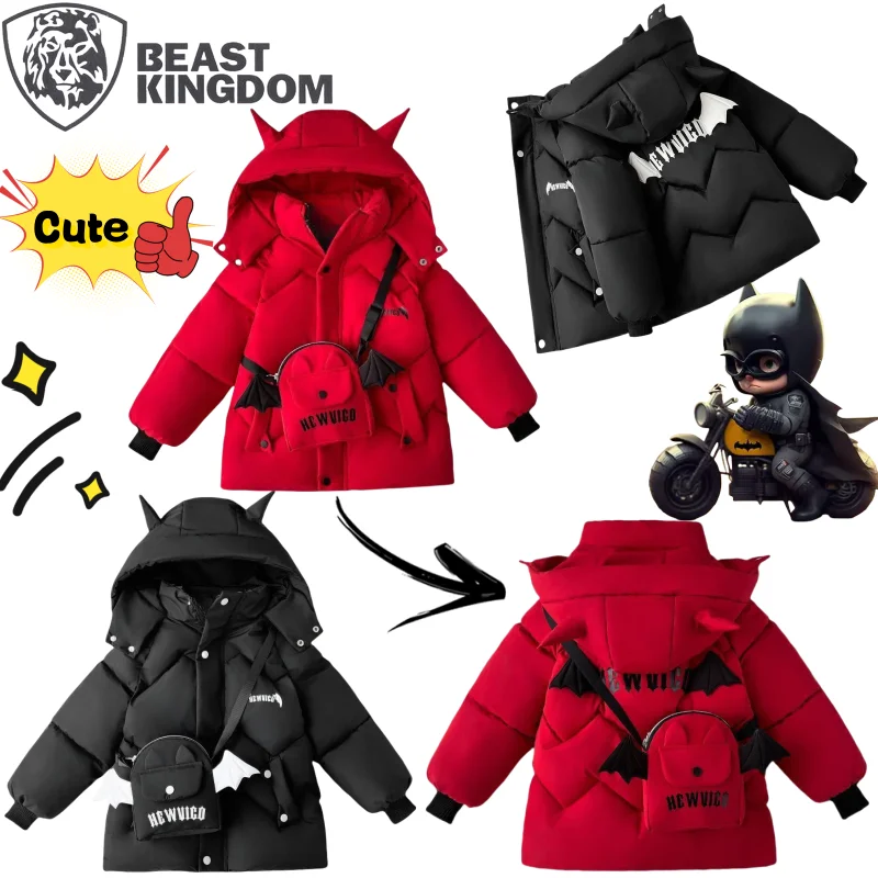 

BeastKingdom Бэтмен хлопковая стеганая куртка креативная дорогая аниме милая теплая стеганая куртка с капюшоном для мальчиков и девочек