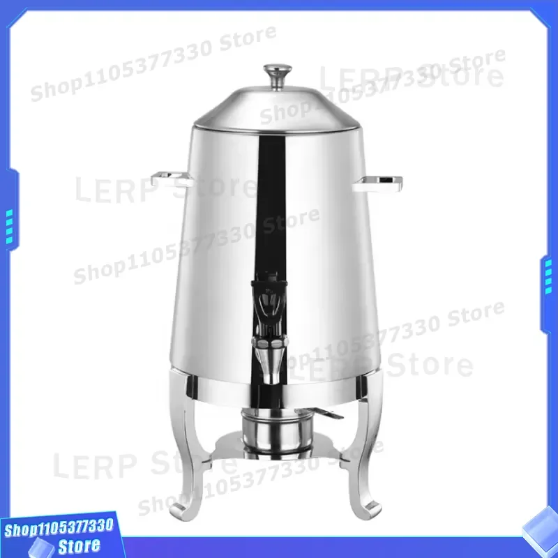 Stainless Steel Gold Coffee Tank Dispenser with Fuel Rack for Banquet Commercial Milk Tea Beverage Server Large Capacity Pot