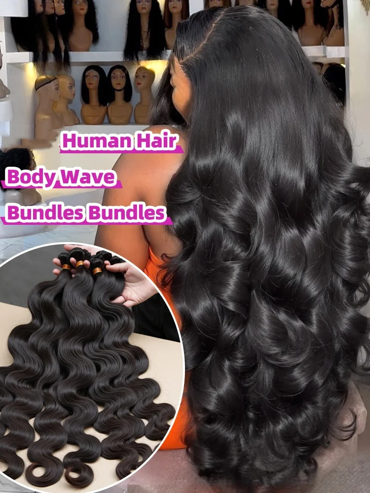 

Natural Colored 30 inch Body Wave Human Hair Bundles For Women Remy Hair Extensions 1 3 4 Pcs Natural Body Wave Weave Bundles
