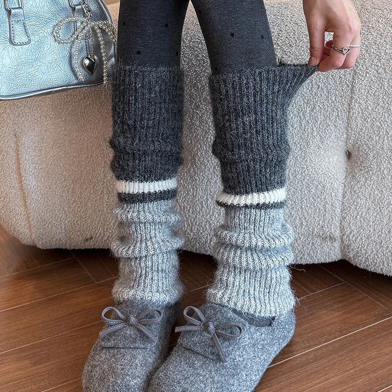 

Japanese Stitching Knitted Pile Socks Girl Jk/ Lolita Knitted Stocking Warm Comfortable Knitted Sock Knitted Cashmere Stockings