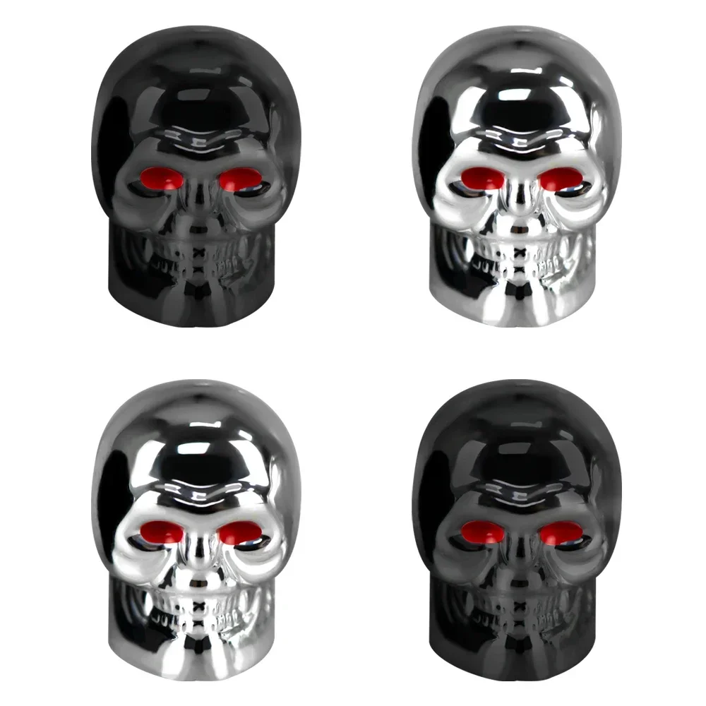 4Pcs Universal Car Skull Style Antirust Copper Core Motorcycle Bike Car Wheel Tyre Tires Valve Stem Caps Car Accessories