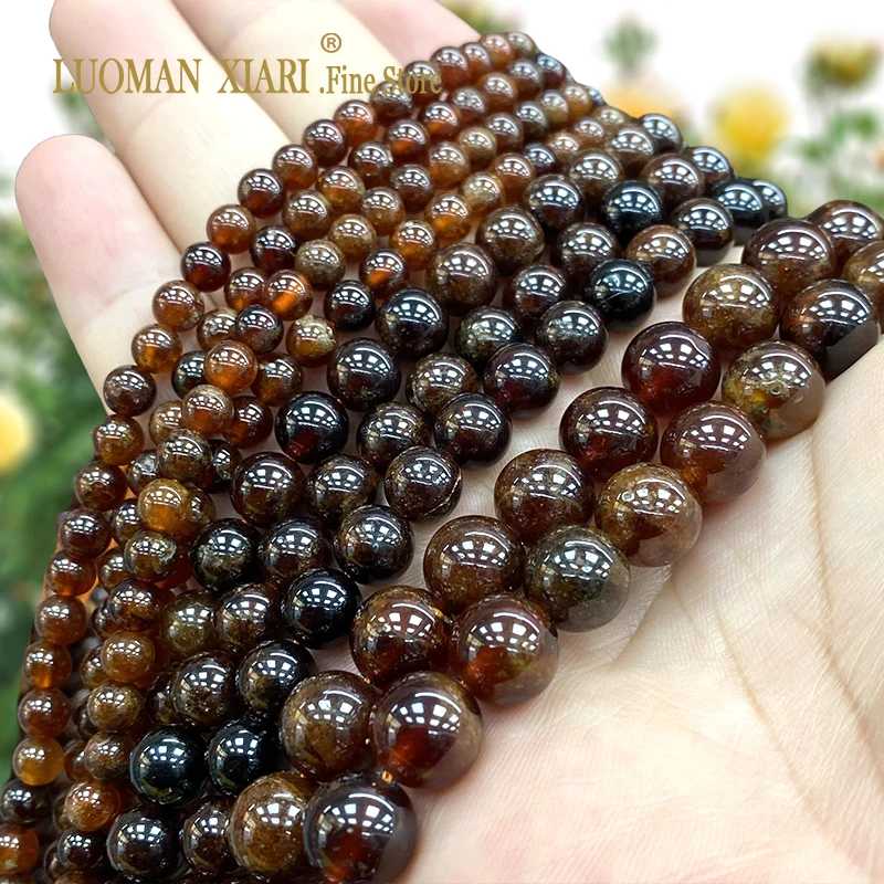 Natural AA Orange Garnet Loose Round Stone Spacer Beads for Jewelry Making DIY Earrings Bracelet Accessories 6 8 10MM Charms