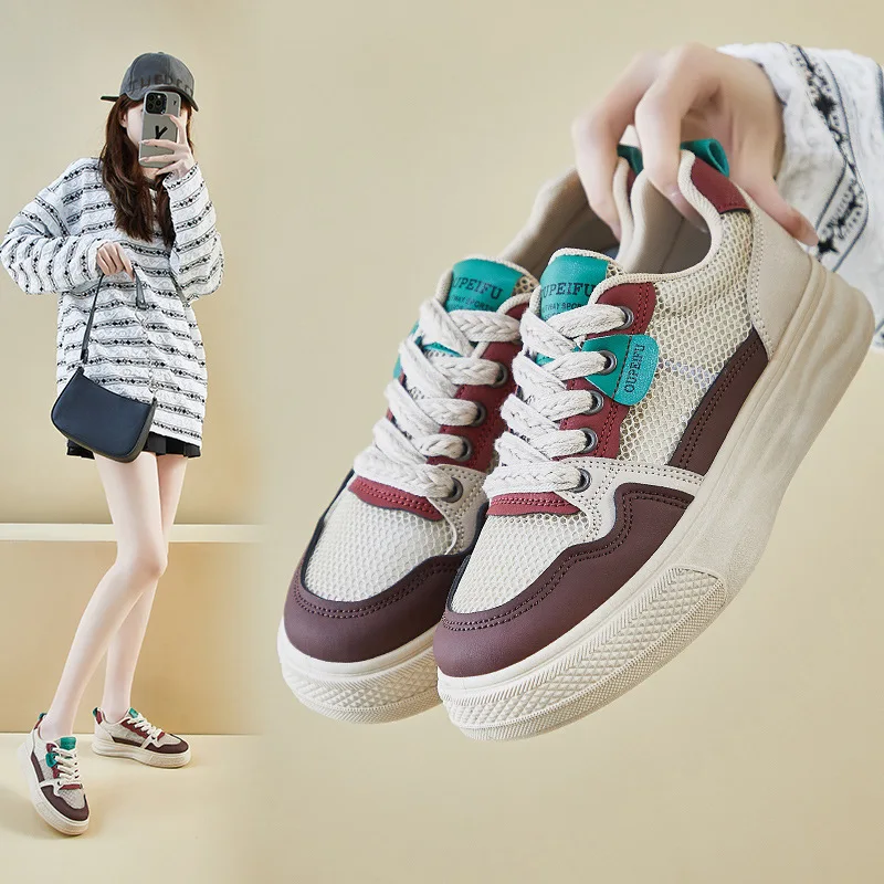 

Модная женская повседневная обувь для скейтборда, дышащая, мягкая, удобная, нескользящая сетчатая обувь на плоской подошве, уличная повседневная спортивная обувь