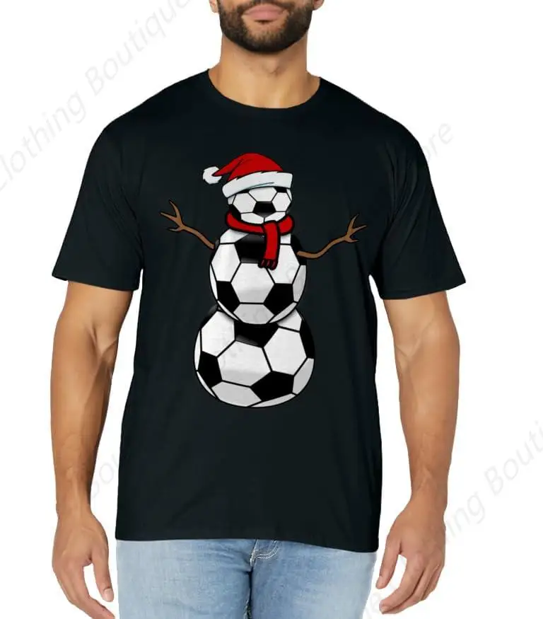 Funny Christmas Soccer Balls Santa Snowman T-Shirt T-Shirt