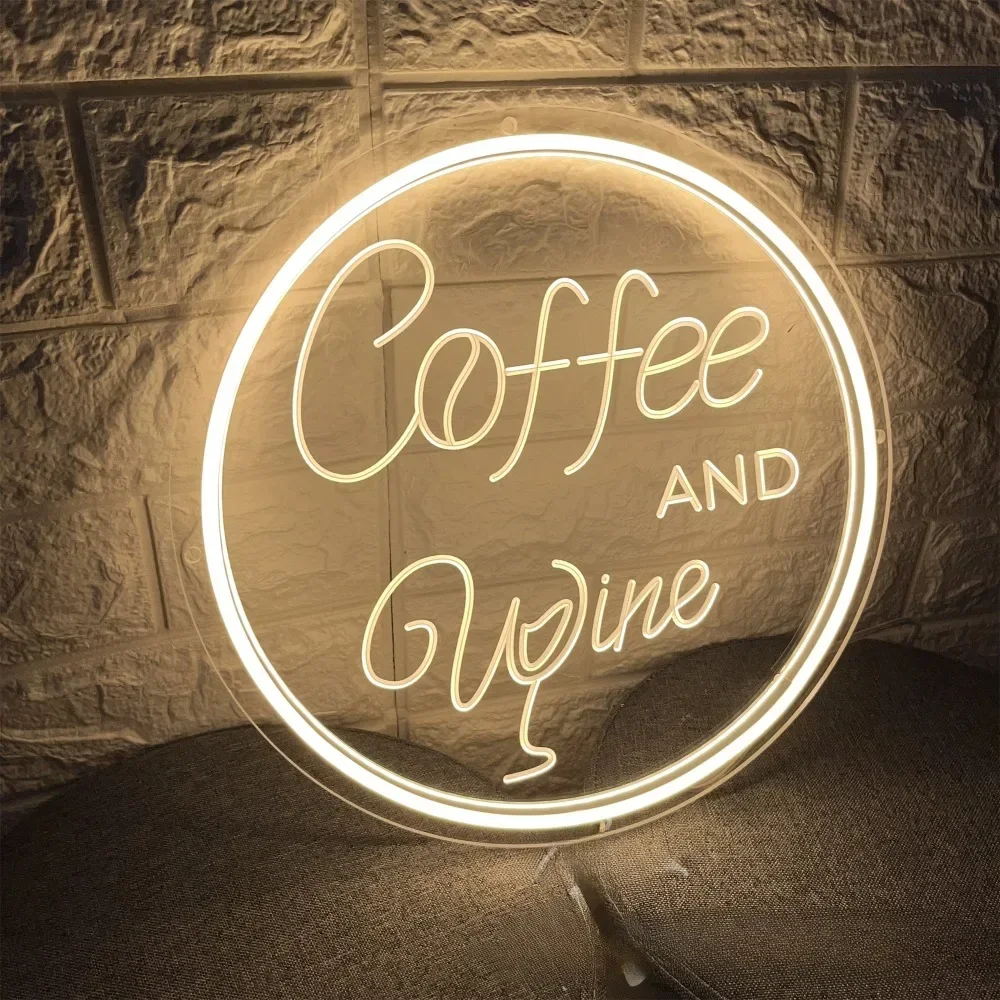 Imagem -05 - Sinais de Néon Led para Café e Decoração de Vinho Gravação Pessoal Personalizados Lâmpadas na Decoração da Parede 12 Cores