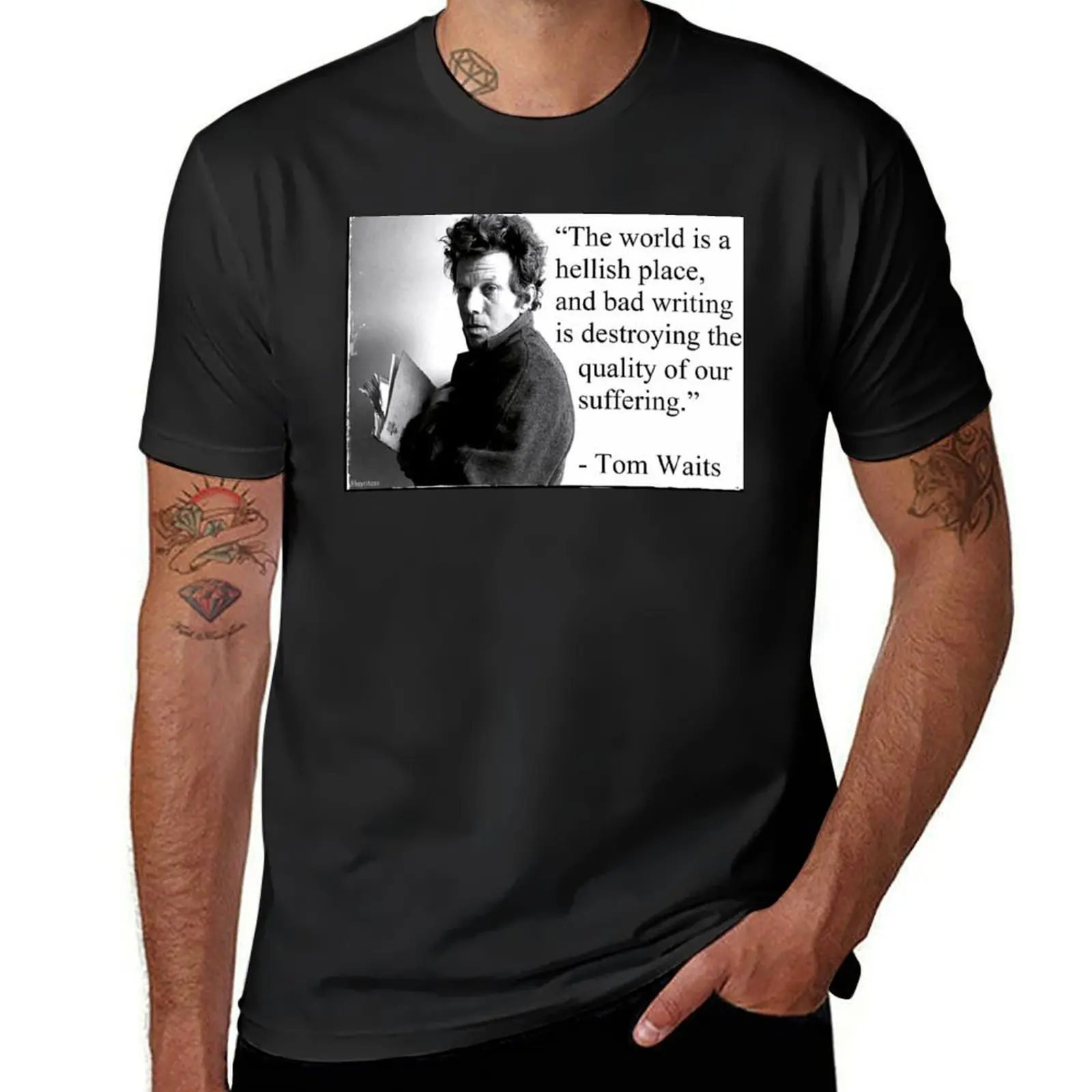 Tom Waits Poetry T-Shirt sweat vintage clothes mens t shirts casual stylish