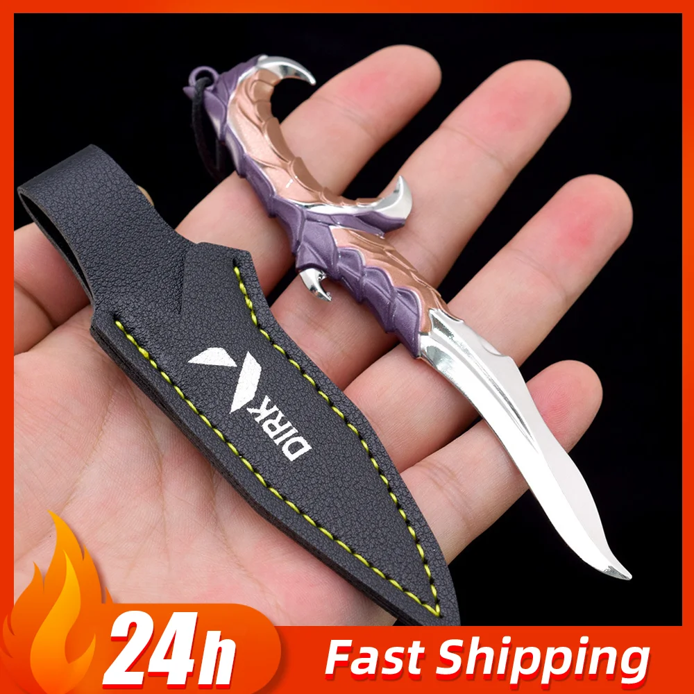 12cm Valorant Game Peripheral Keychain Skin Melee Reaver Karambit Knife Uncut Safe Alloy Weapon Model Cosplay Knife Holster Gift
