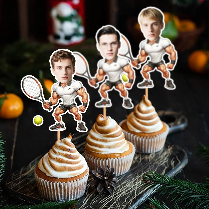 12/24 Stück Personalisierte Tortendekoration im Badminton-Spieler-Stil für Erwachsene, Festliche Party-Spaß, Sport-Kuchenaufsätze und Ornamente