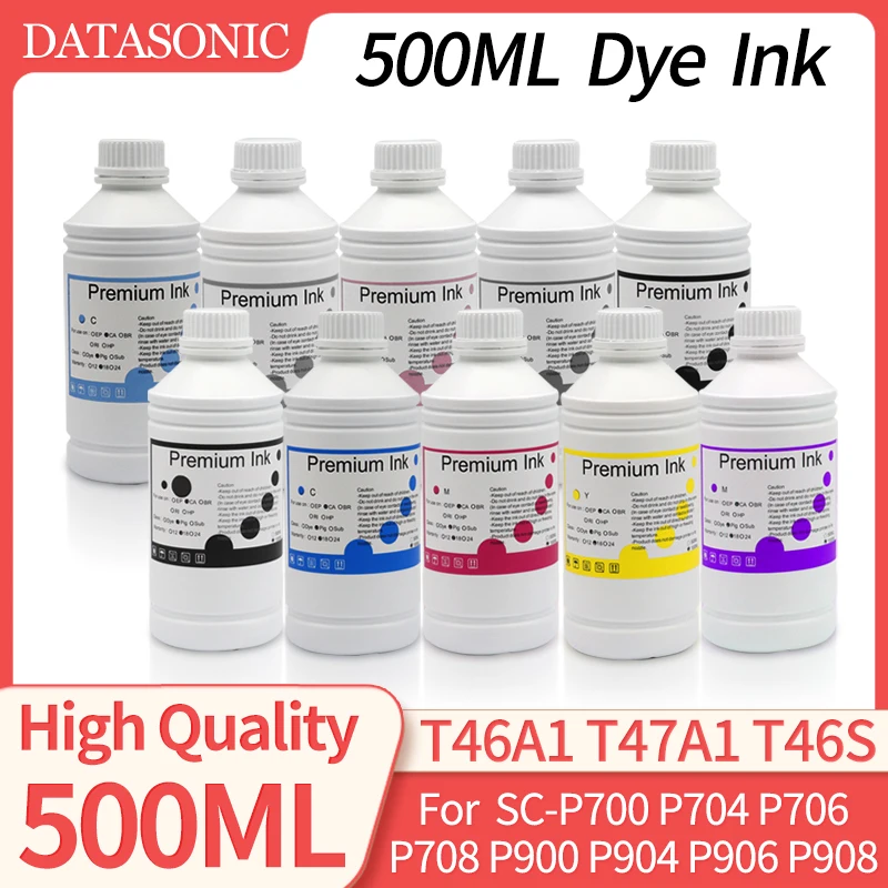 500ML T47A1 T46A1 T46S Dye Ink For Epson SureColor SC-P700 P704 P706 P708 P900 P904 P906 P908 Printer DYE (10 colors available)