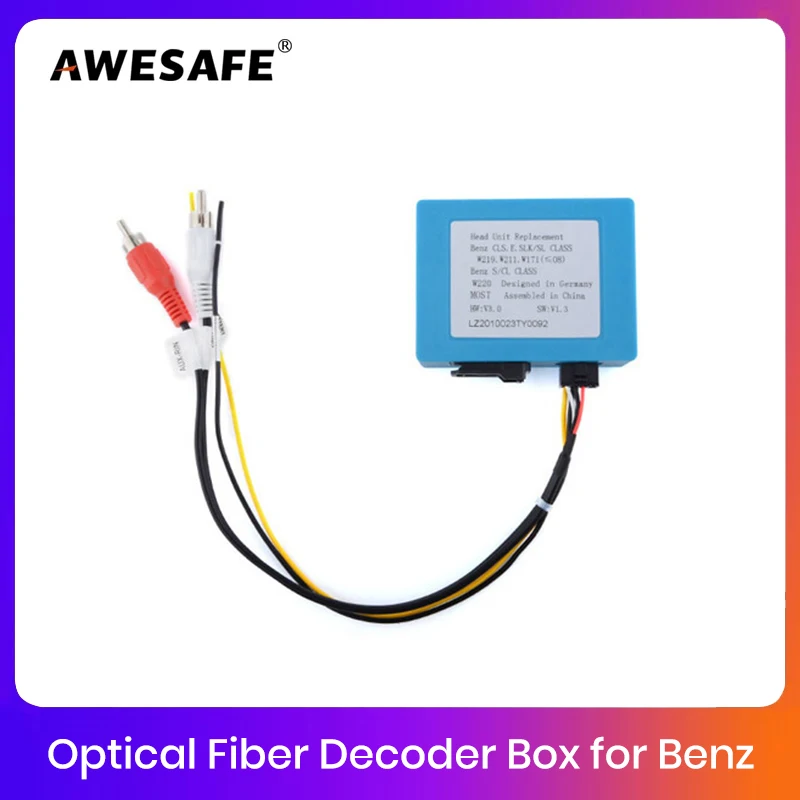 AWESAFE Car Stereo Radio Optical Fiber Decoder Box for Mercedes Benz CLS E CLASS W211 W219 R CLASS