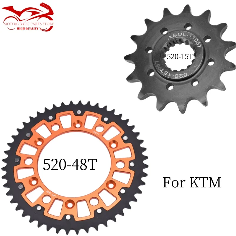 

520 Chain 15T 48 Tooth Front Rear Sprocket For KT/M 250 300 380 400 EXC Enduro racing europe 2000 2001 2002 2003 450 RR 2014 48T