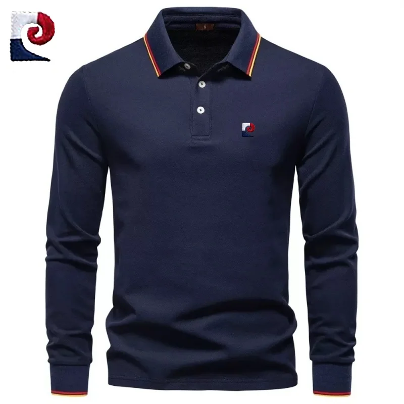 

Spring and Autumn Men's High Quality Long Sleeve Polo Shirt New Fashionable, Casual, Warm, Comfortable, Versatile Top