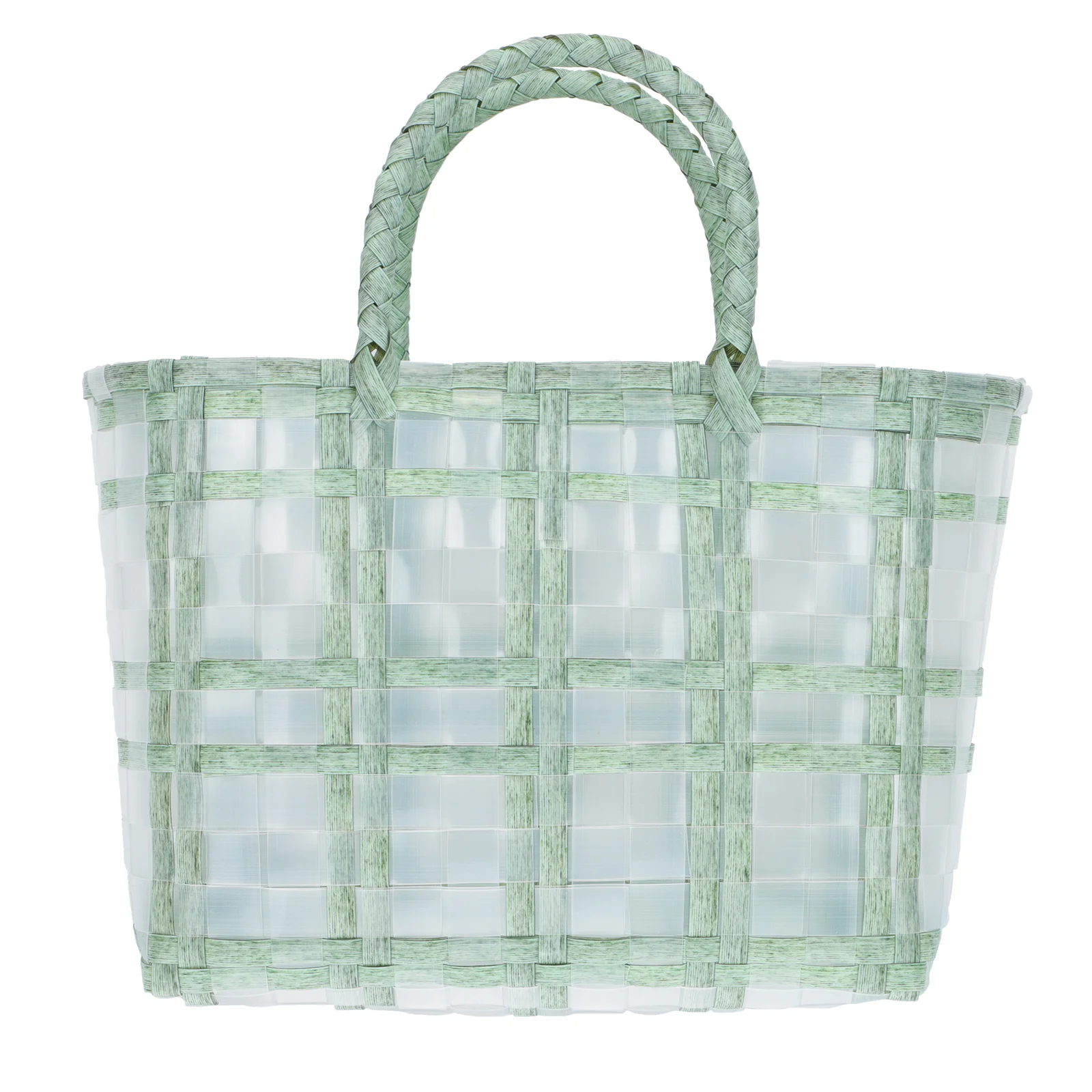 

Hand Bags Shopping Basket Casual Handbag Outdoor Plastic Women Handbags Green Hand-knitted Miss