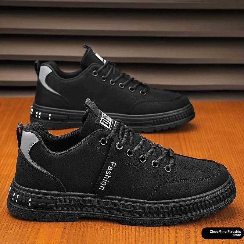 Men's Work Shoes Breathable Anti-slip Labor Protection Shoes Comfortable Standing All Day New 2025 round Toe Rubber Outsole