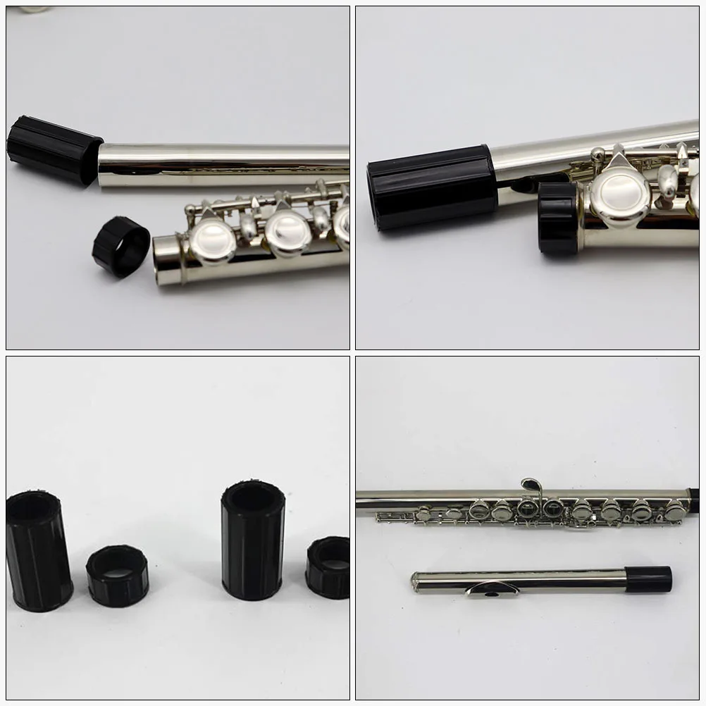 5 set di coperture protettive per flauto Nero Stile semplice Durevole Protezione portatile Interfaccia protettiva per strumento musicale