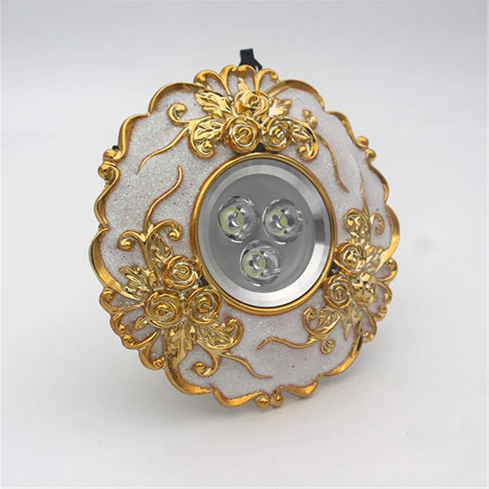 European Large Size Resin Grey Gold Flower Led Downlight 14Cm Diameter Living Room Hallway Corridor Aisle Ceilings Recessed Lamp