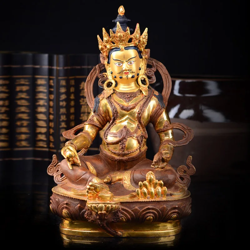30 CM # HOME OFFICE  Talisman efficacious Protection # Tibetan Buddhism Yellow Jambhala Jambhala Gilding brass statue