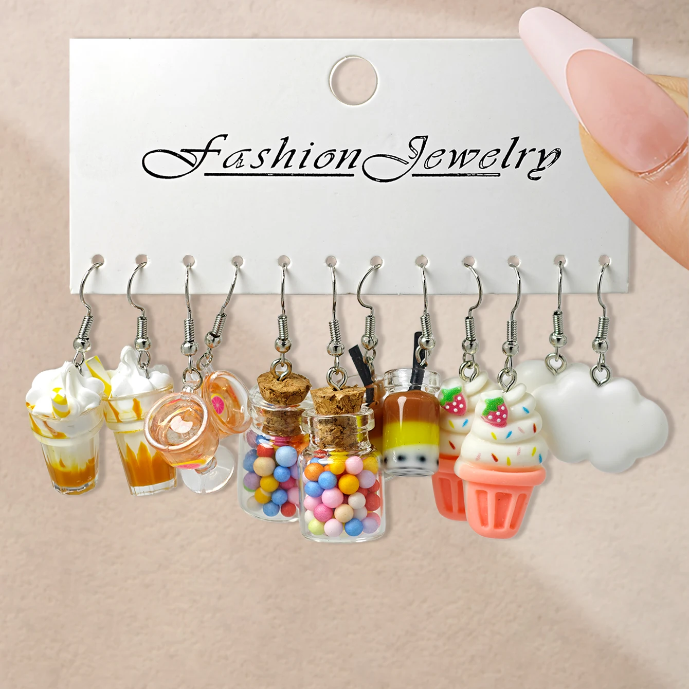 عبر الحدود الأقراط الحلوة الطازجة شخصية الإبداعية لون الحلوى الغذاء وهمية الملونة الكرتون الراتنج الأقراط مجموعة