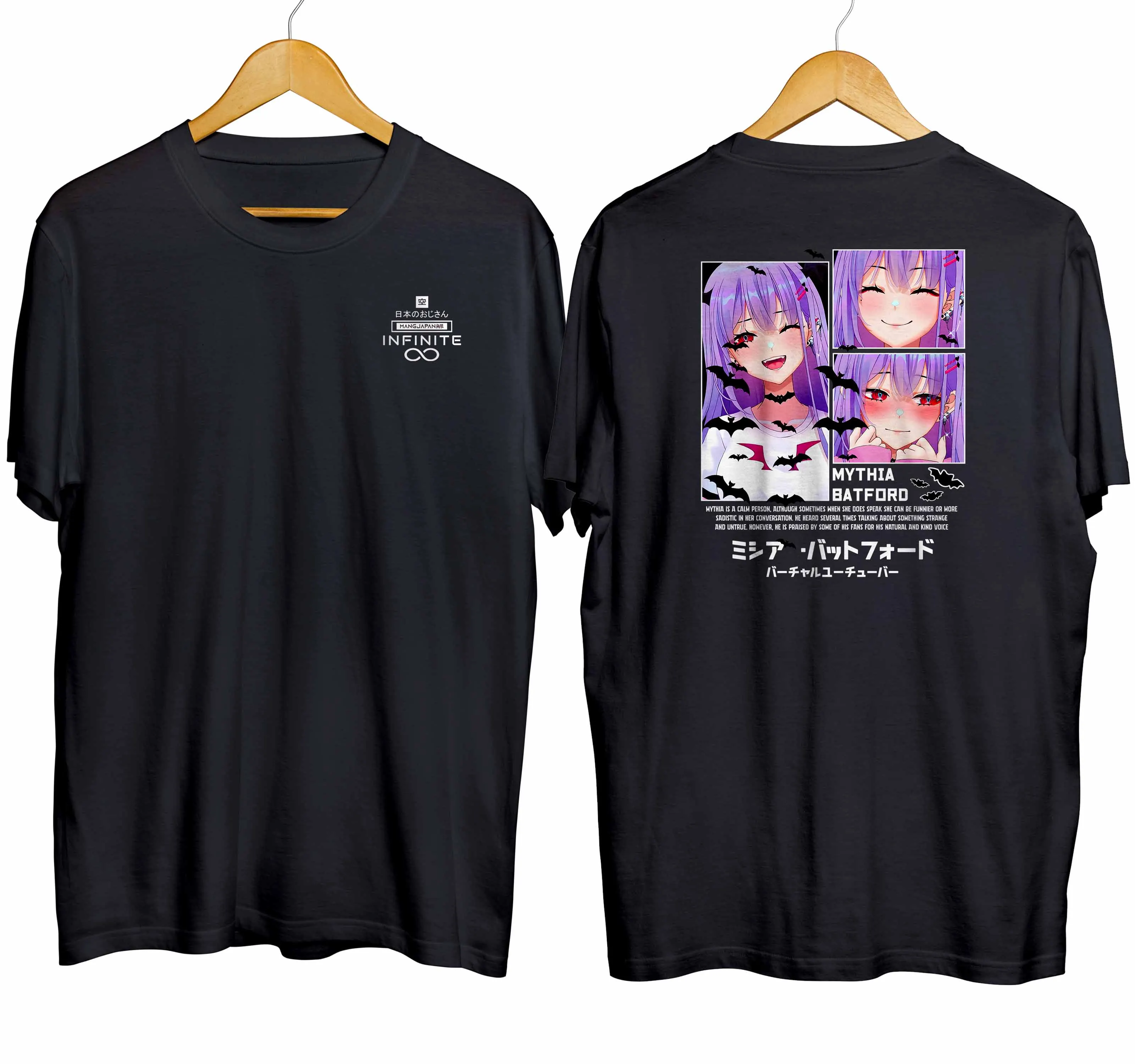 T-shirt distroanime vtuber MYTHIA BATFORD BATS 100% combed 30s