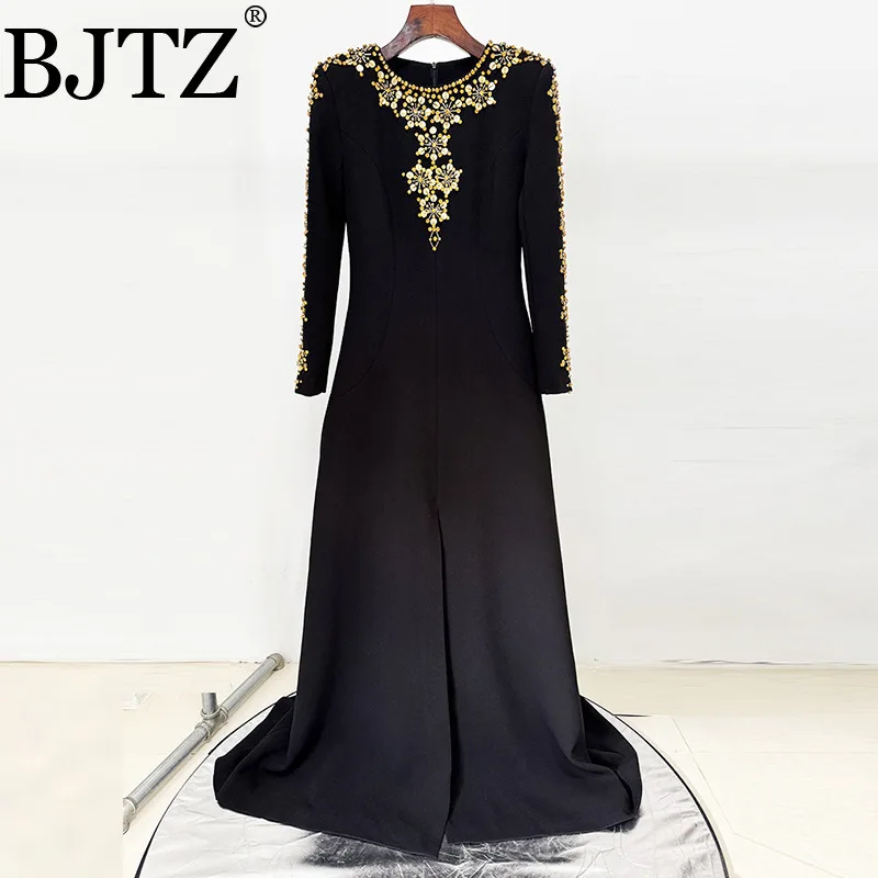 BJTZ جودة المضيف مساء اللباس 2025 ستار سلسلة الصناعة الثقيلة مسمار حبة ومجموعة الماس الجبهة شوكة ذيل صغير فستان طويل