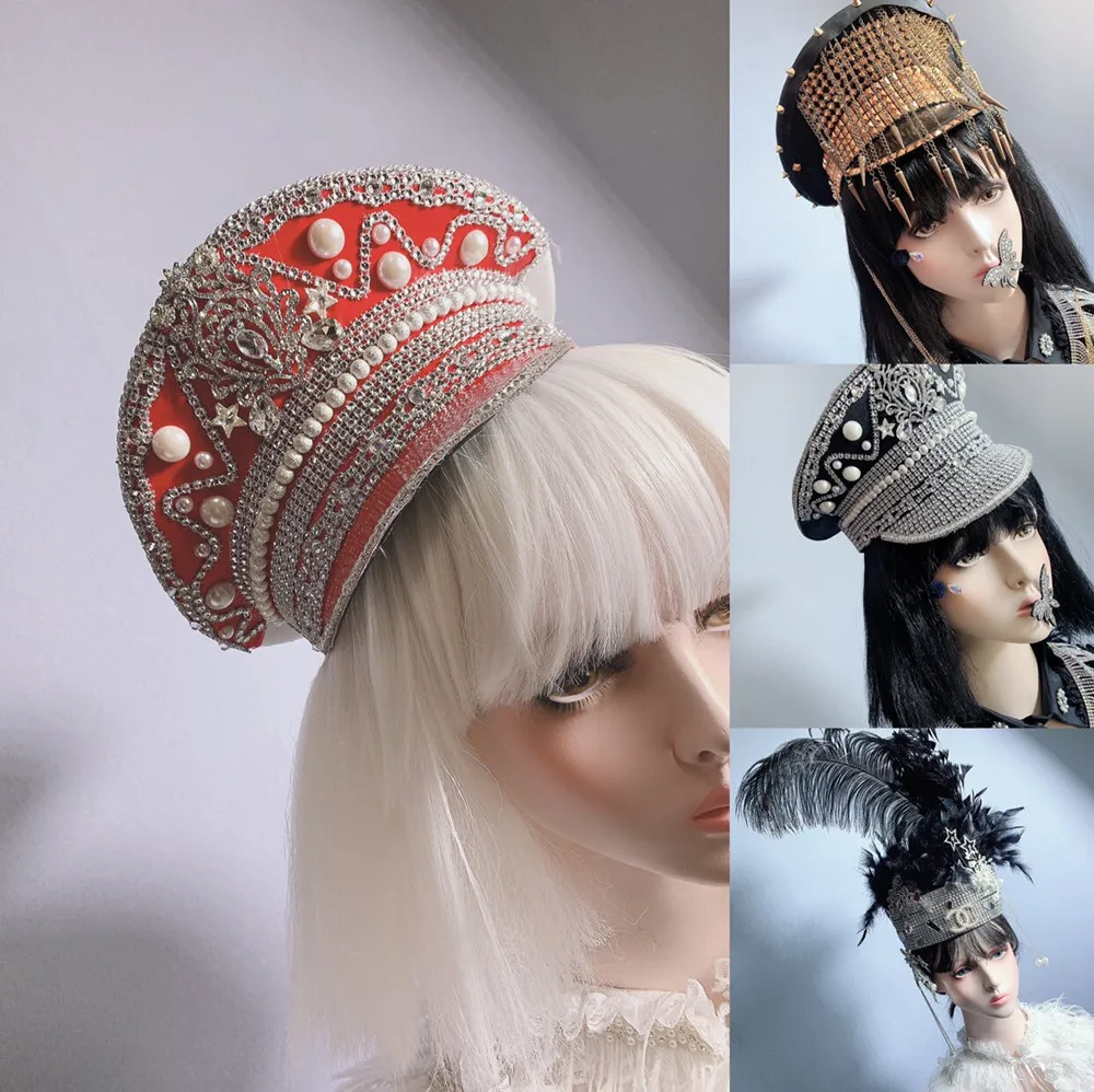 Beautiful Punk Hats For Women Carnival Festival Cap Catwalk Performance Headgear Studio Photography Fashion Cap