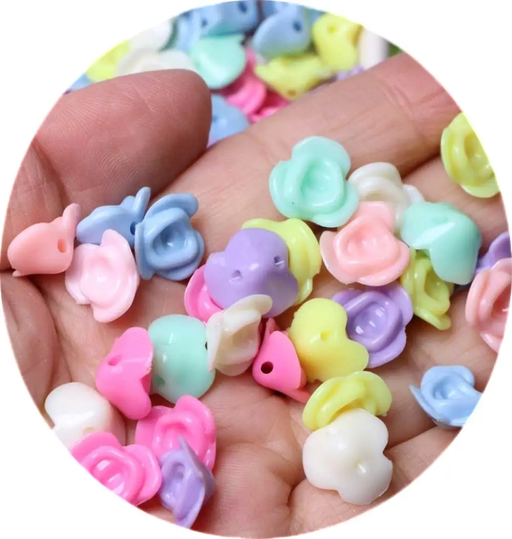 100/200/500pcs Candy Flower Shape Acrylic Beads Plastic Rose Loose Spacer Beads For Jewelry Making Handmade Diy Accessorie