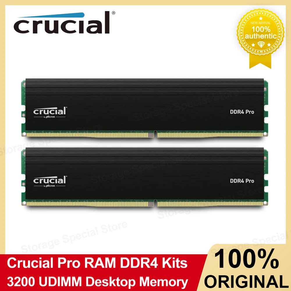 Crucial Pro RAM DDR4 16G 32G Kits memory speed 3200MHz UDIMM CL22(8Gbit/16Gbit) Capabilities for Intel XMP2.0 Desktop Memory