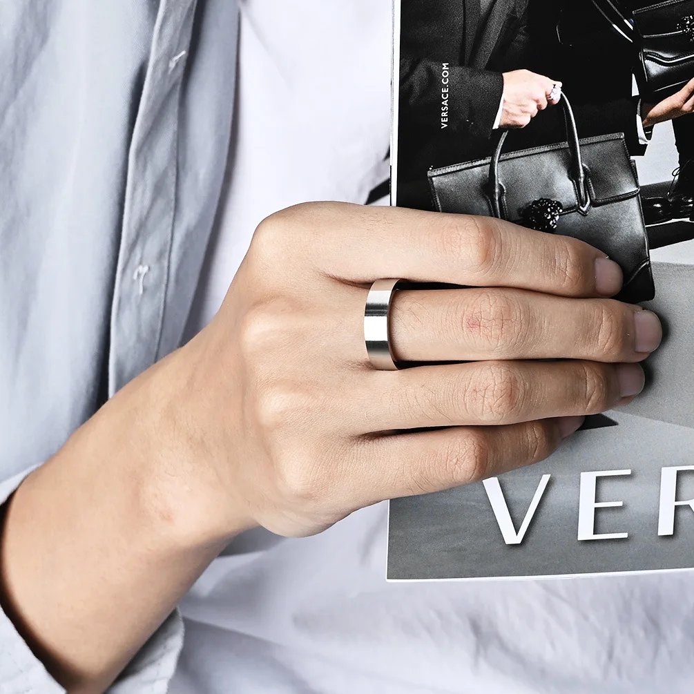 خاتم كلاسيكي غير لامع للرجال من الفولاذ المقاوم للصدأ مقاسات الولايات المتحدة الأمريكية الجديدة 7-13 #5