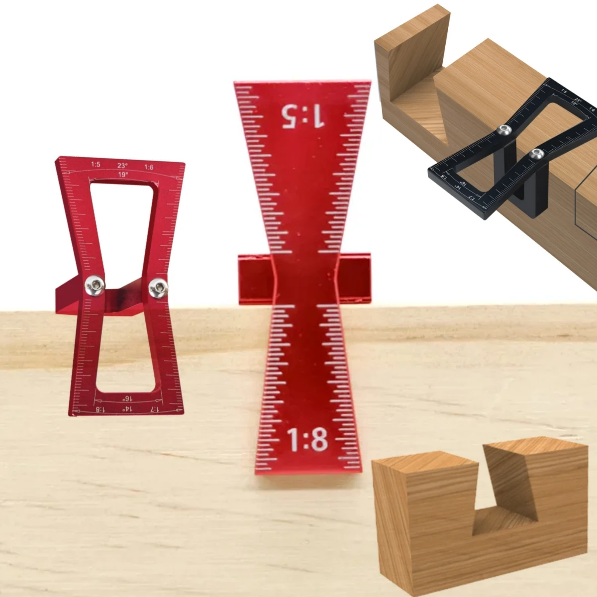 Woodworking DIY Wooden Joints, Dovetail Marker Guide Dovetail Making Jig Aluminum Alloy Featuring 1:5 1:6 1:7 1:8 Slopes