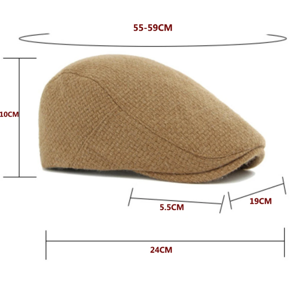 HT4887 Baskenmütze für Herren und Damen, Künstler-Baskenmütze, verstellbare Ivy-Flatcap, Unisex, Herbst-Winter, gestrickte Woll-Baskenmütze – Detail 1
