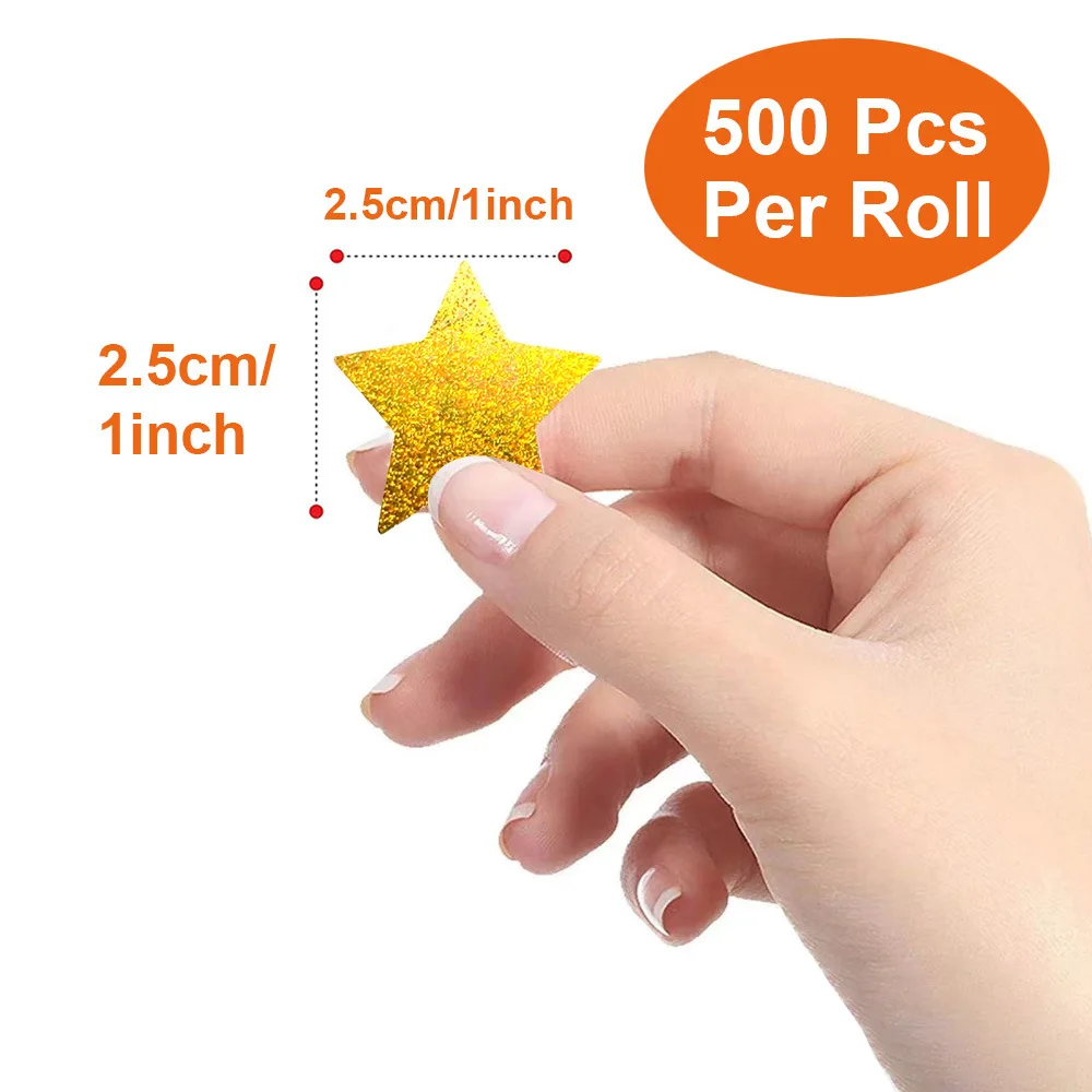 500 قطعة من ملصقات النجوم لمكافأة الأطفال، ملصقات نجوم ذهبية ثلاثية الأبعاد مقاس 1 بوصة لمخطط السلوك، مخطط الطلاب، فصول المدرسة #2