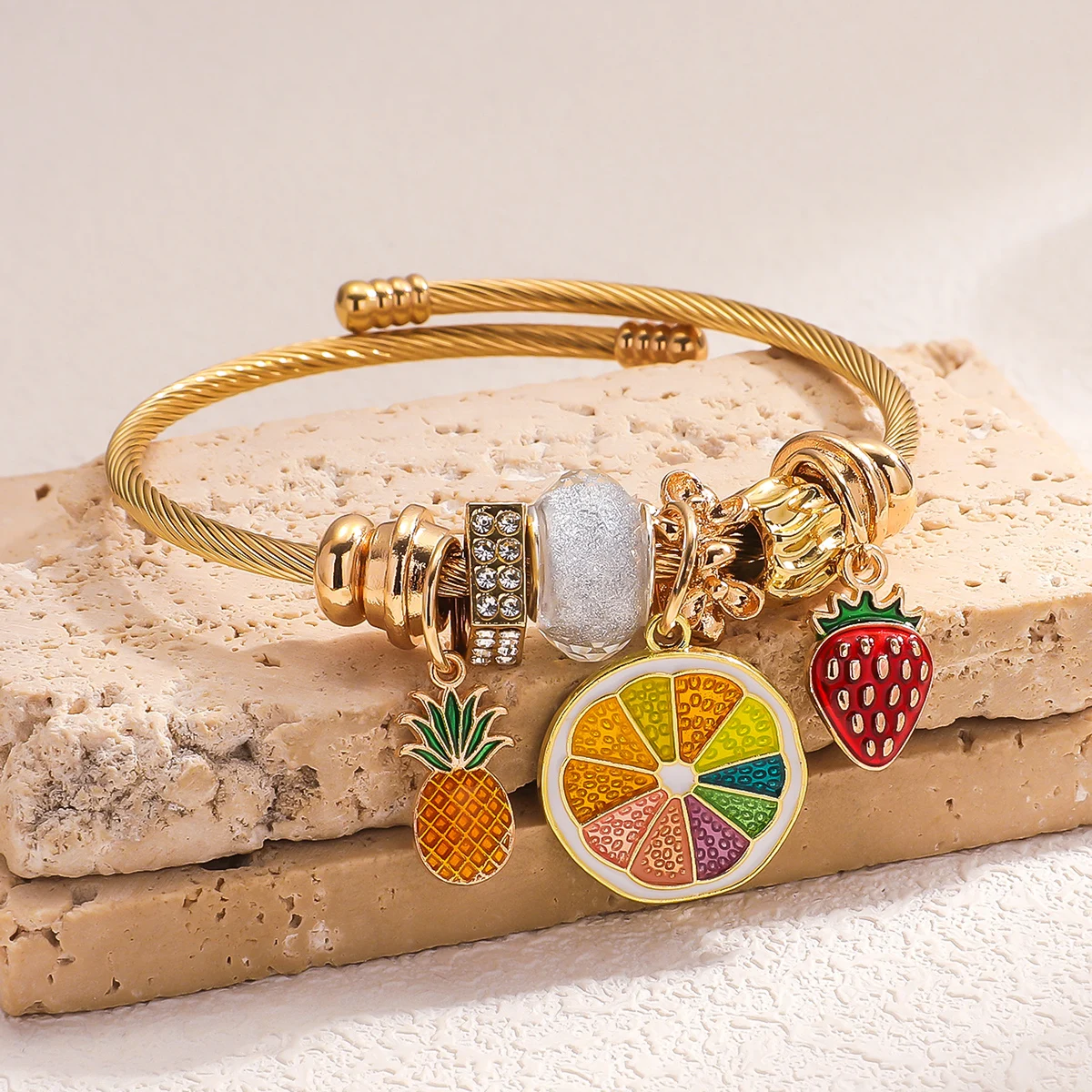 1PC Women\'s Fashion Pan Family Multi Element Summer Fruit Beaded Bracelet, Date, Travel Banquet, Party, Festival Dressing Gifts