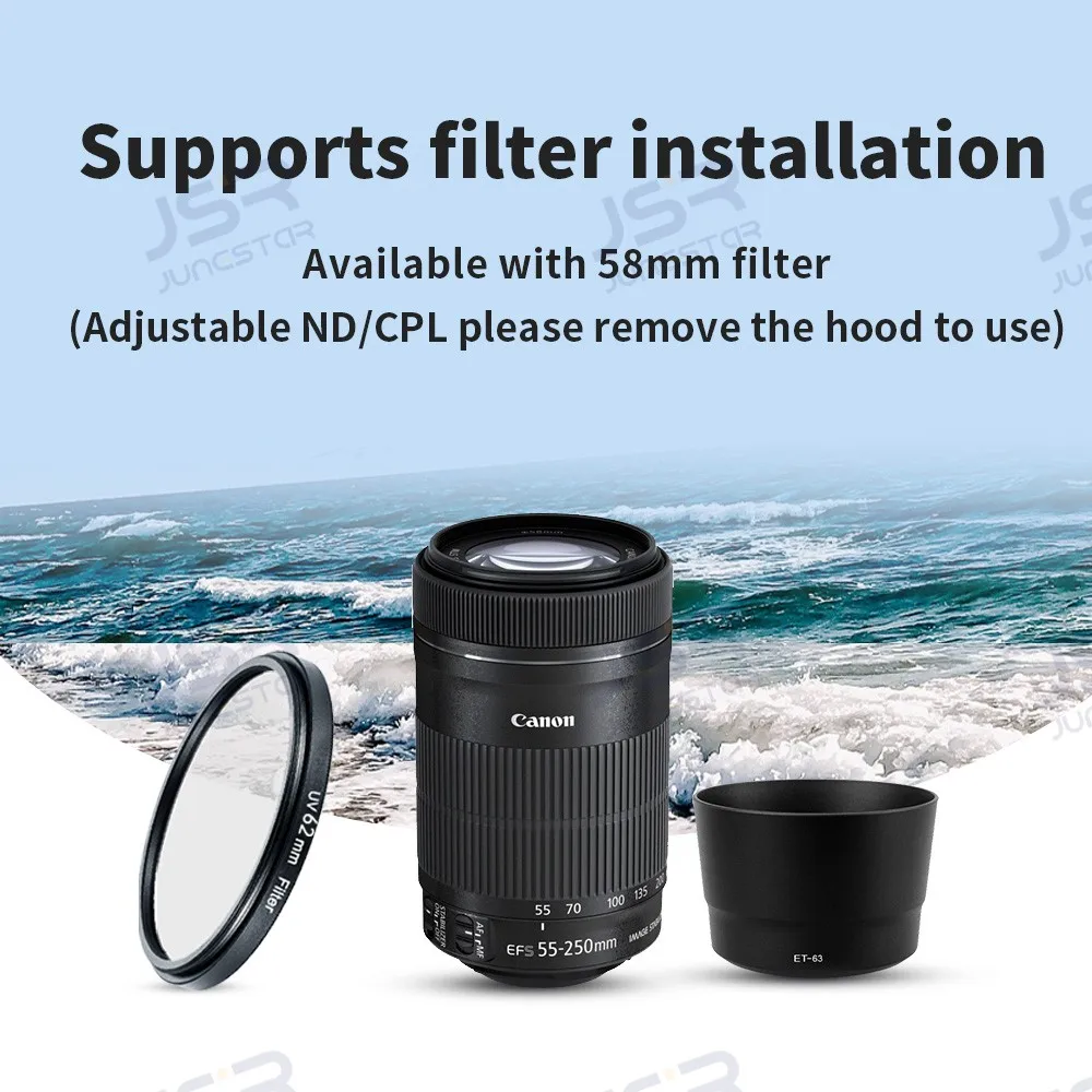 Световой экран Canon ET-63 подходит для аксессуаров для объективов Canon 55-250 STM 55-250 мм STM.