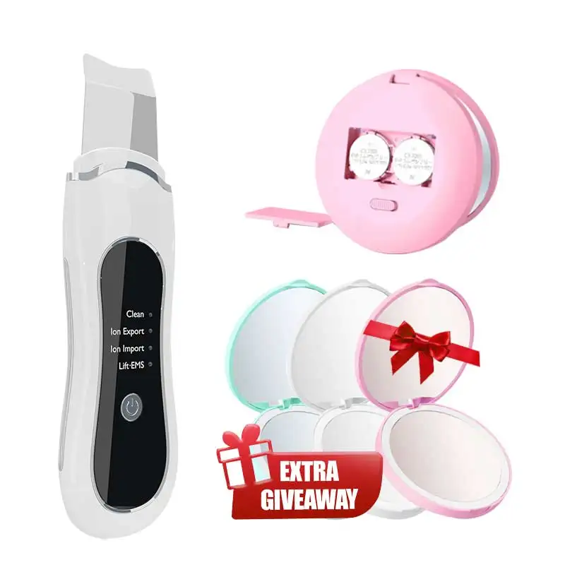 High Quality EMS Vibration Face Nose Skin Scrubber Stainless Steel Spatula Facial Peeling Pore Cleaning US/UK
