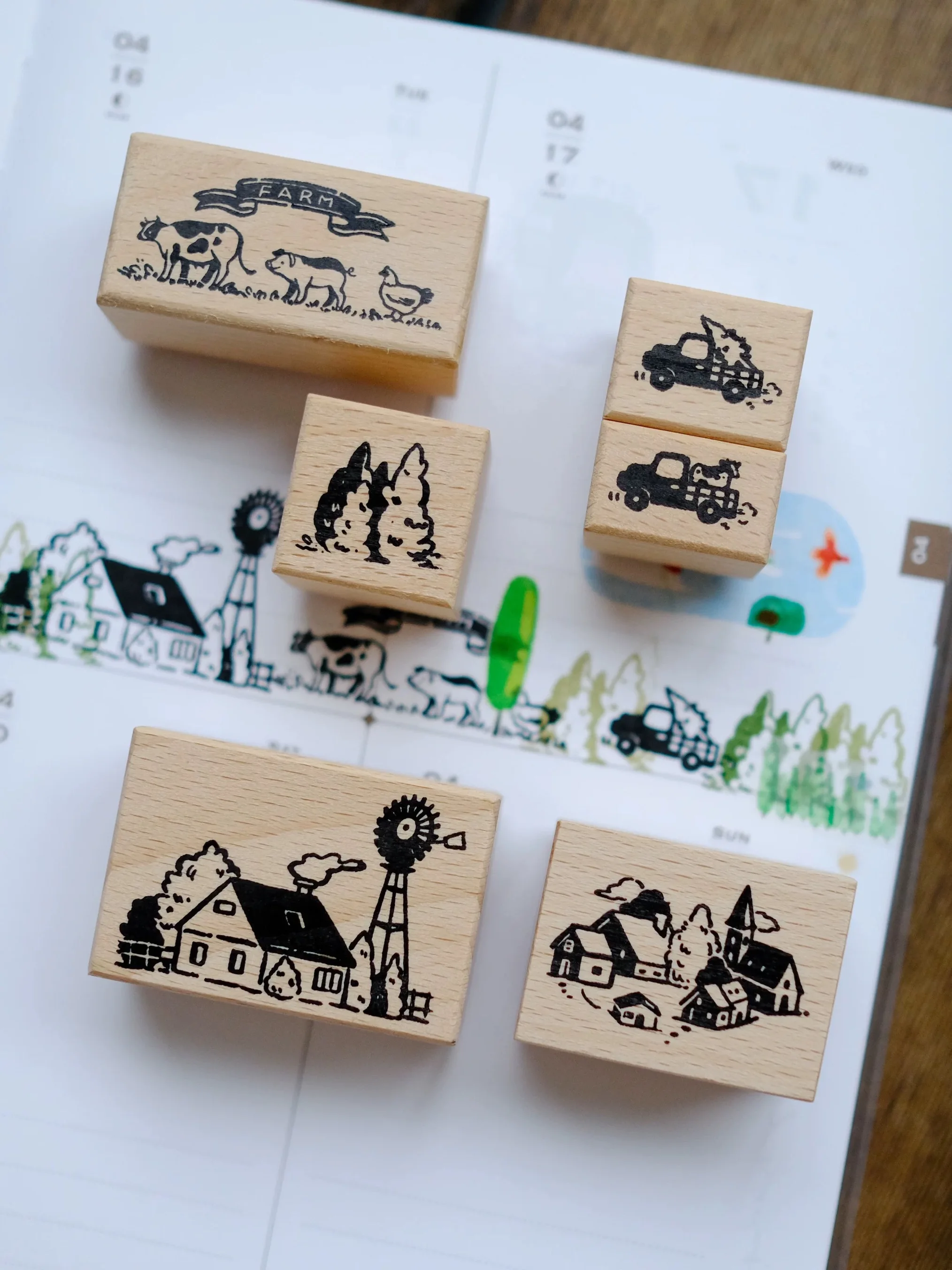 Vintage Lovely Small Farm Wooden Rubber Stamp for DIY Scrapbooking Photo Album Card Making