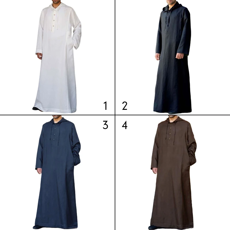 Vestaglie musulmane da uomo Arabia Saudita Juba Camicia a vestaglia allentata casual islamica Tinta unita Design semplice Estate Comoda veste con cappuccio