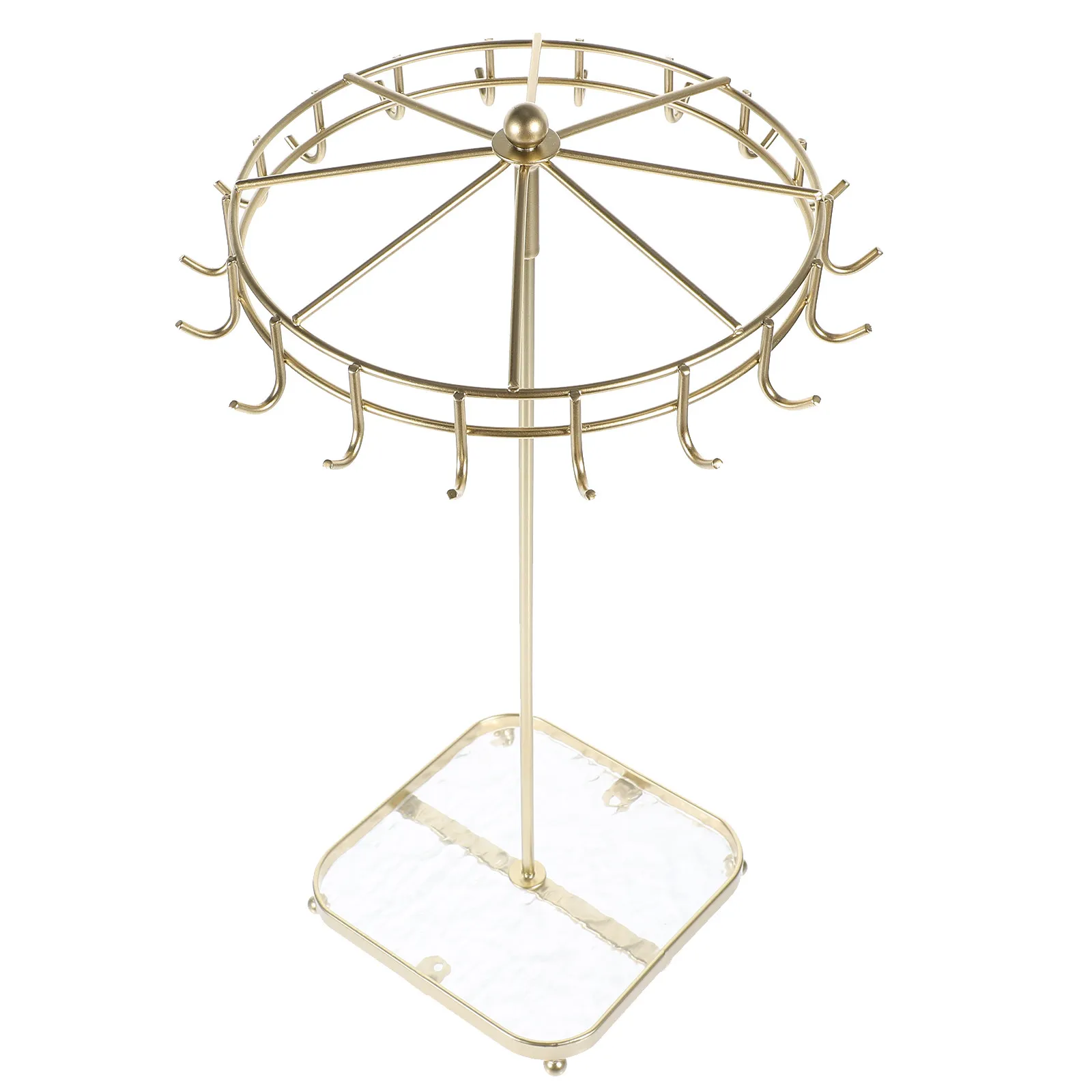 

Вращающаяся железная подставка для украшений в форме зонтика с акриловой основой, минималистичный настольный органайзер для ожерелий, браслетов, серег