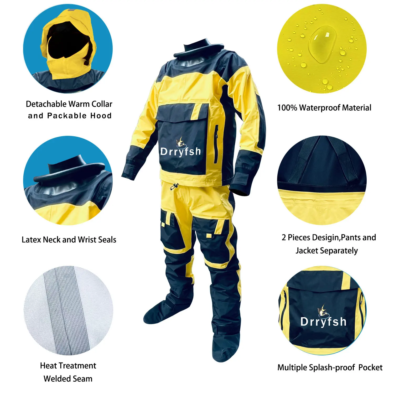 Dry Suit Kayaking Two Piece Waterproof Breathable Drysuit Immersion Paddling Sailing Clothing for Men Women Dry Top Cags Trouser