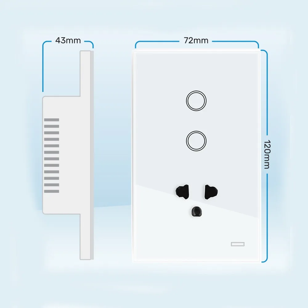 Melery-Prise murale WiFi Smart Tuya, prise UE, États-Unis, Brésil, panneau en verre tactile, télécommande, Alexa, Google Home, thaïxiété